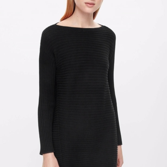 black ribbed jumper dress